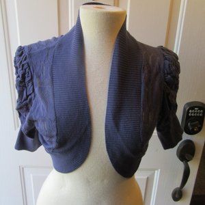 NWOT Navy Blue Shrug With Puff Sleeves Size Juniors Large